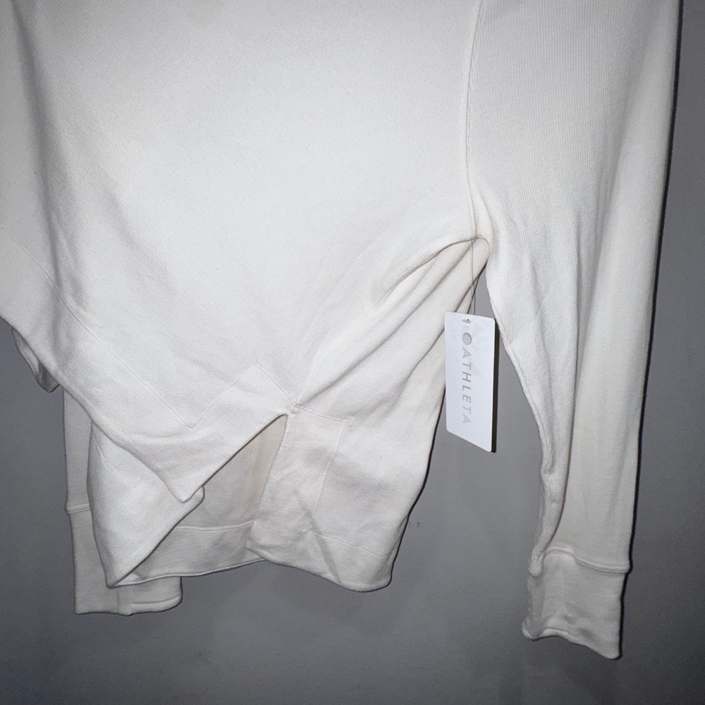 Athleta Coaster Luxe Rib High Hip Sweatshirt Womens XL TALL Magnolia White NWT - Picture 5 of 14